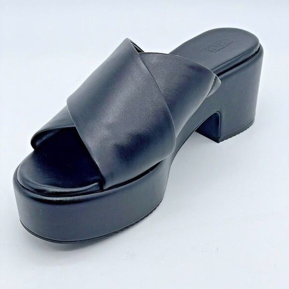 NORDSTROM RACK Platform Sandals Size 8 Cayleigh Crossover Slides Black - Picture 1 of 7